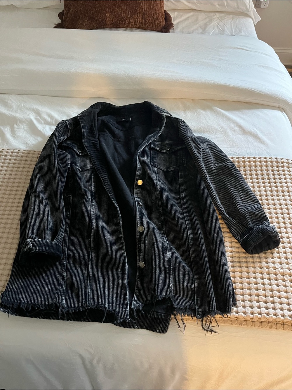 Vici Black Corduroy Button-Up Jacket